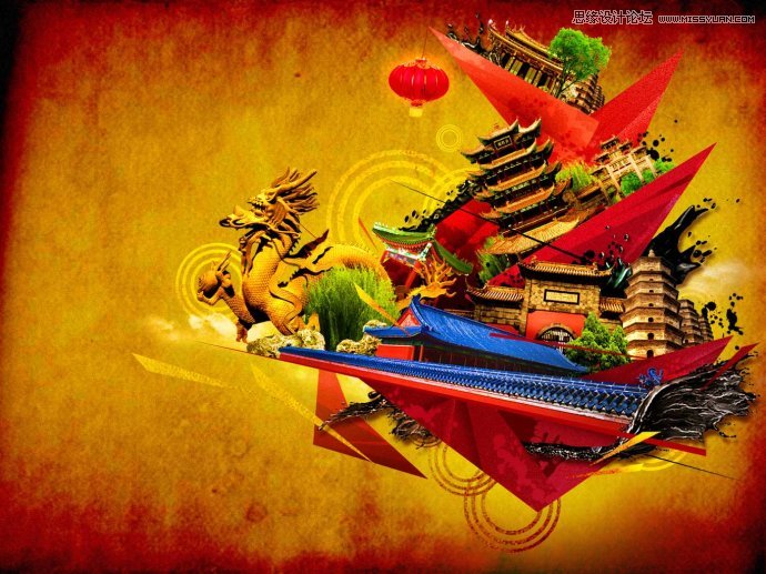 Photoshop设计拼接风格的时尚桌面壁纸