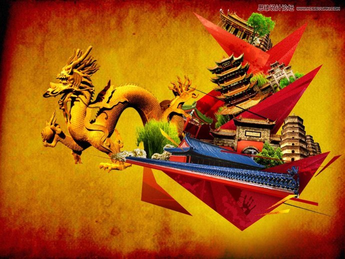 Photoshop设计拼接风格的时尚桌面壁纸