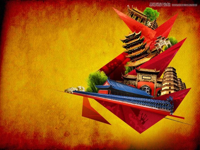 Photoshop设计拼接风格的时尚桌面壁纸