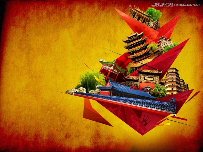 Photoshop设计拼接风格的时尚桌面壁纸