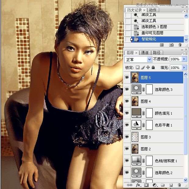 Photoshop调出性感美女质感铜色效果