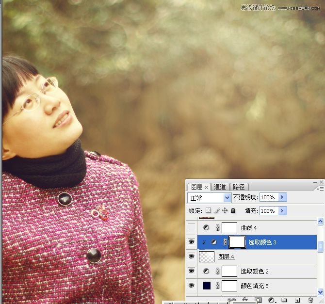 Photoshop调出公园女孩淡淡黄色效果