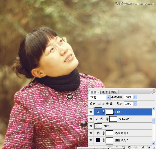 Photoshop调出公园女孩淡淡黄色效果