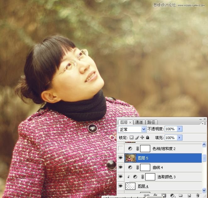 Photoshop调出公园女孩淡淡黄色效果