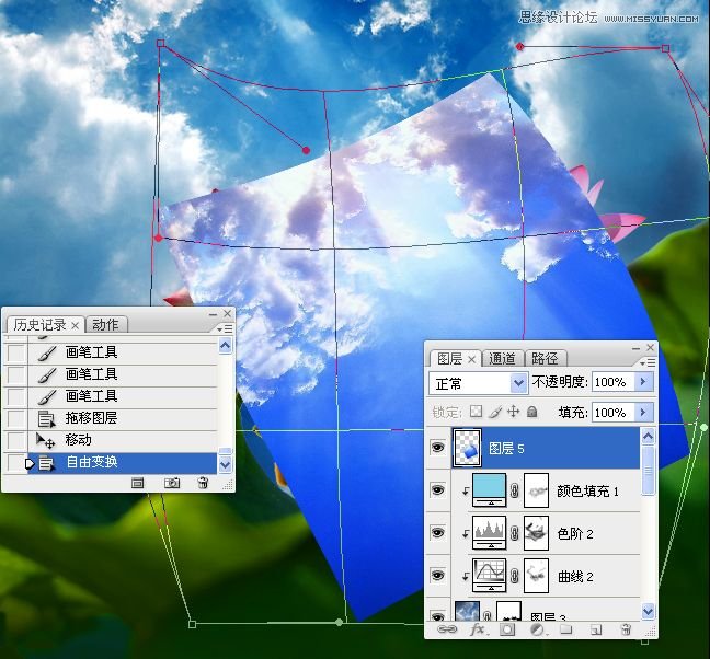 Photoshop合成色彩艳丽的荷花图