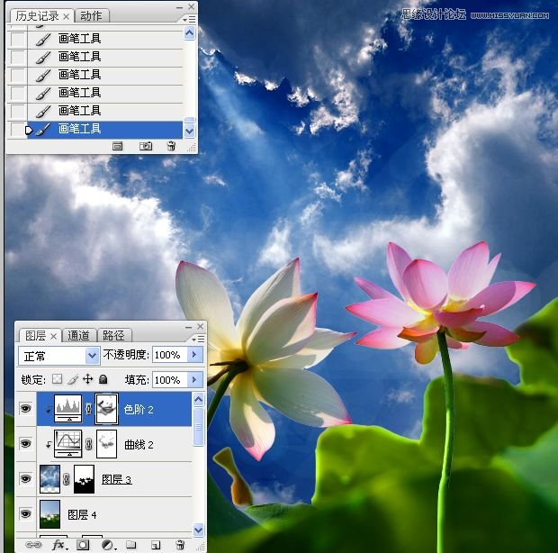 Photoshop合成色彩艳丽的荷花图
