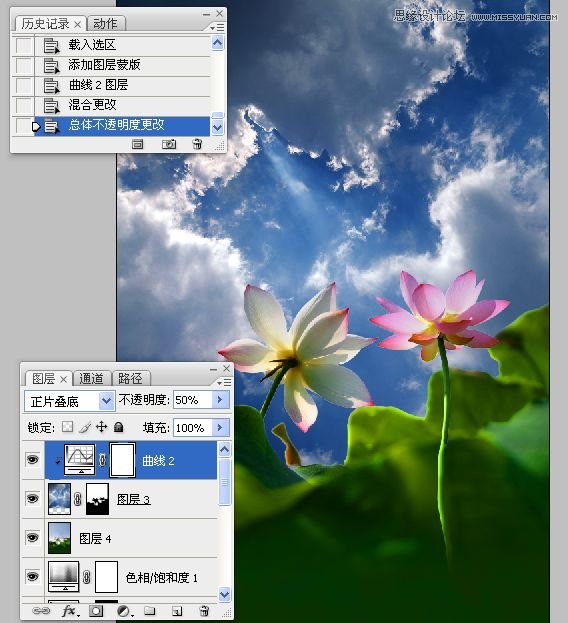 Photoshop合成色彩艳丽的荷花图