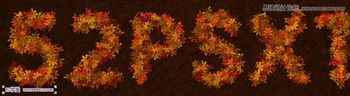 Photoshop制作由花朵组成艺术字教程