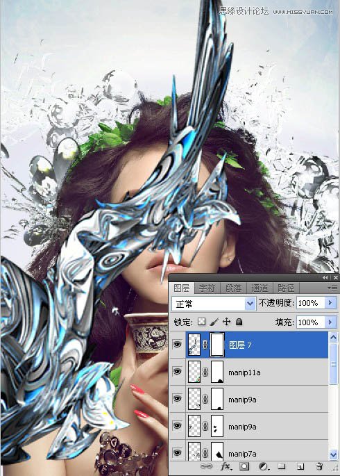 Photoshop合成超酷的潮流插画美女场景