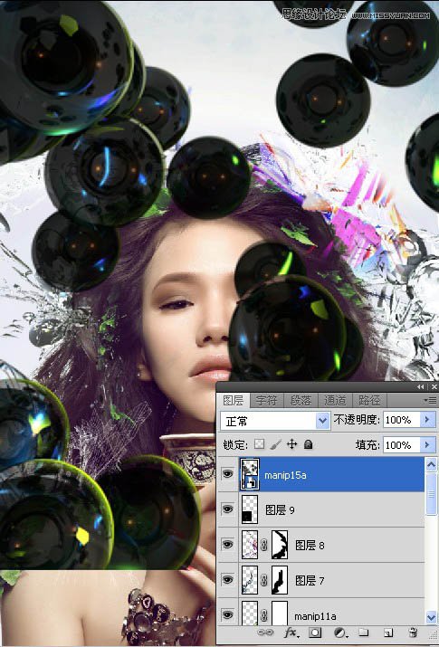 Photoshop合成超酷的潮流插画美女场景