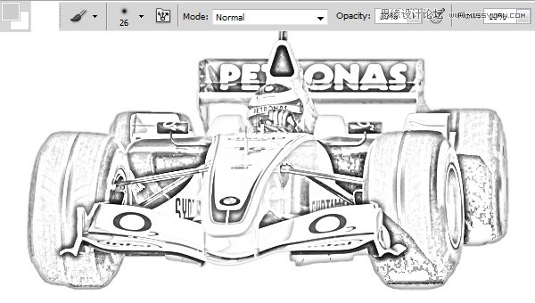 Photoshop把四驱赛车变成铅笔画教程
