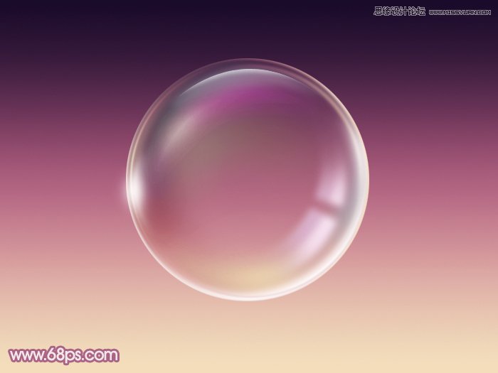 Photoshop制作水晶玻璃质感的紫色泡泡