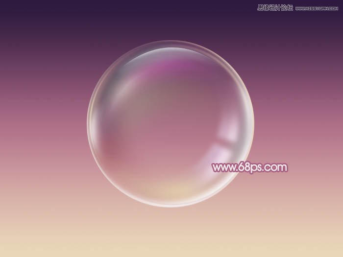 Photoshop制作水晶玻璃质感的紫色泡泡