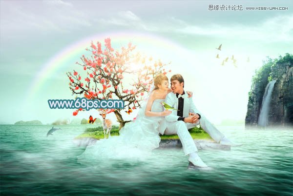 Photoshop合成唯美风格的婚纱照片