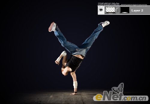 Photoshop设计抽象光线背景效果的街舞女孩