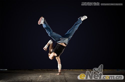 Photoshop设计抽象光线背景效果的街舞女孩