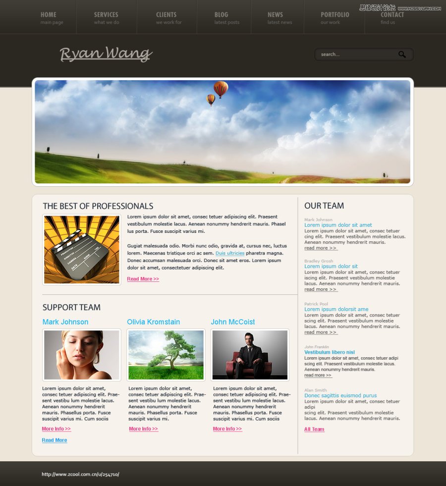 Photoshop创建欧美商务网页模板