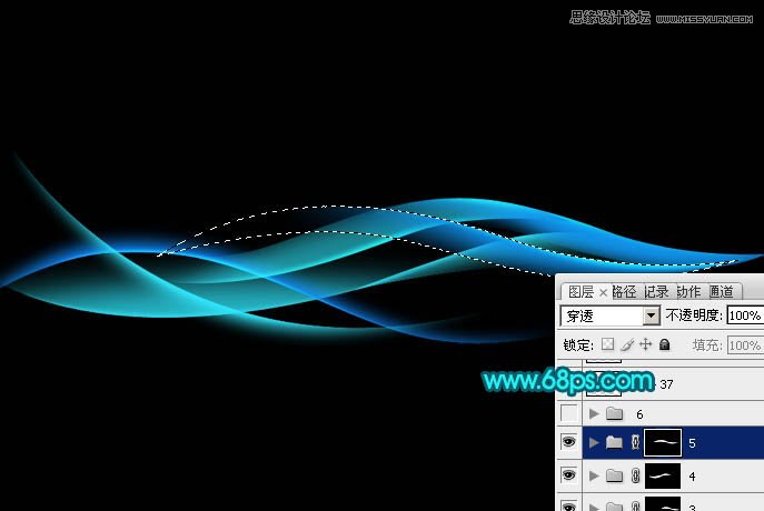 Photoshop设计蓝色动感的光束背景教程