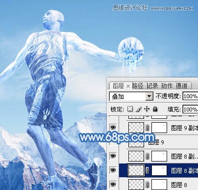 Photoshop合成震撼效果的灌篮冰人