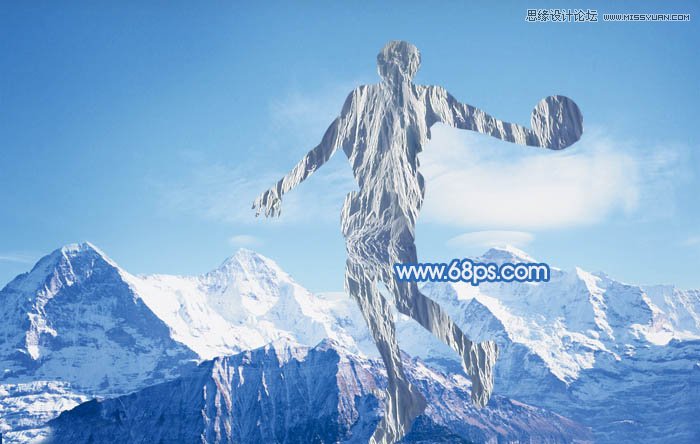 Photoshop合成震撼效果的灌篮冰人