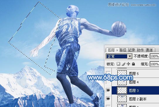 Photoshop合成震撼效果的灌篮冰人