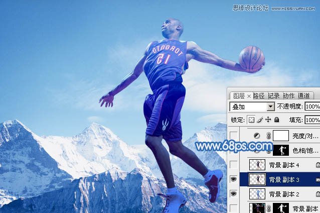 Photoshop合成震撼效果的灌篮冰人