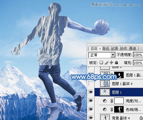 Photoshop合成震撼效果的灌篮冰人