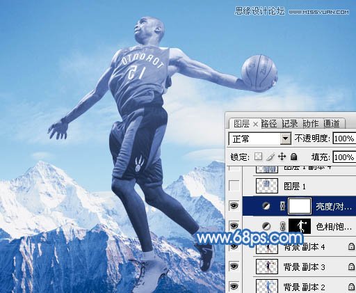 Photoshop合成震撼效果的灌篮冰人