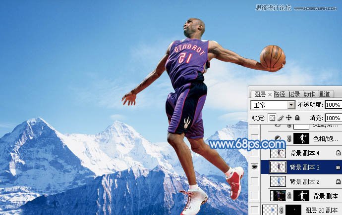 Photoshop合成震撼效果的灌篮冰人