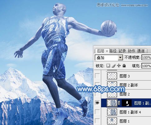 Photoshop合成震撼效果的灌篮冰人