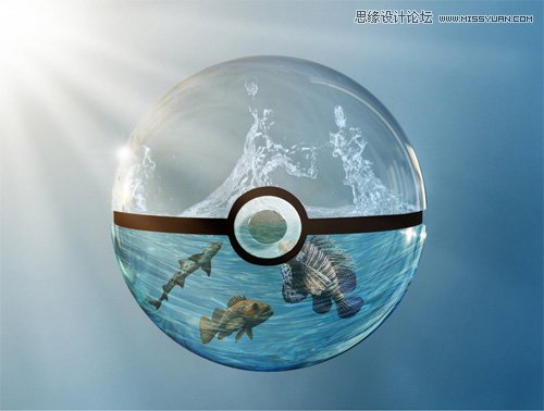 Photoshop合成水晶球里面的海洋世界