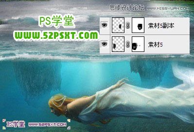 Photoshop合成海边古船下神秘的鱼美人