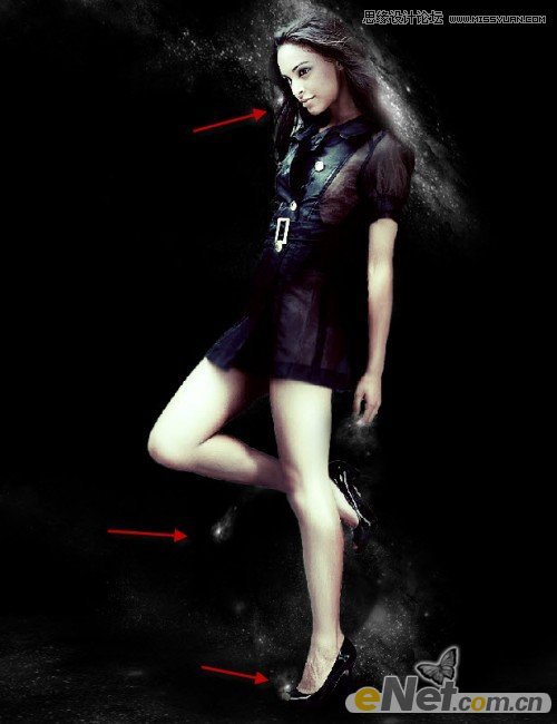 Photoshop绘制炫彩光线背景的美女海报