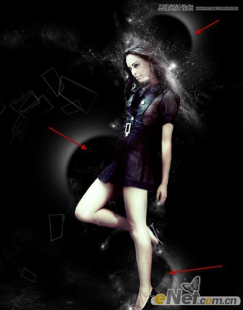 Photoshop绘制炫彩光线背景的美女海报