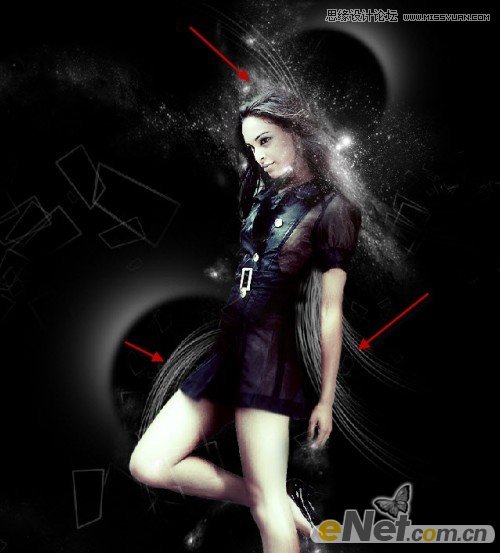 Photoshop绘制炫彩光线背景的美女海报