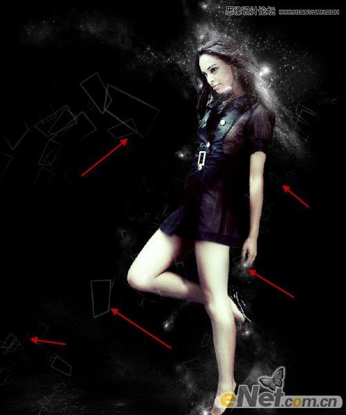 Photoshop绘制炫彩光线背景的美女海报