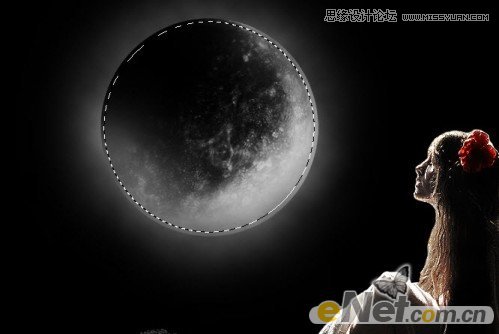 Photoshop合成月光下落寞的美女梦幻场景效果