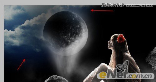 Photoshop合成月光下落寞的美女梦幻场景效果