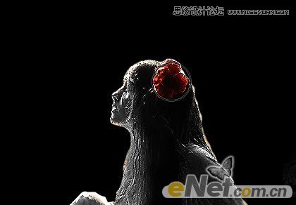 Photoshop合成月光下落寞的美女梦幻场景效果