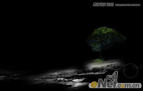 Photoshop合成月光下落寞的美女梦幻场景效果
