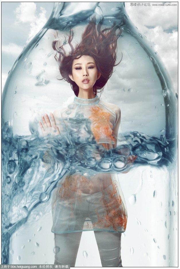 Photoshop合成玻璃瓶中的后期人像处理教程