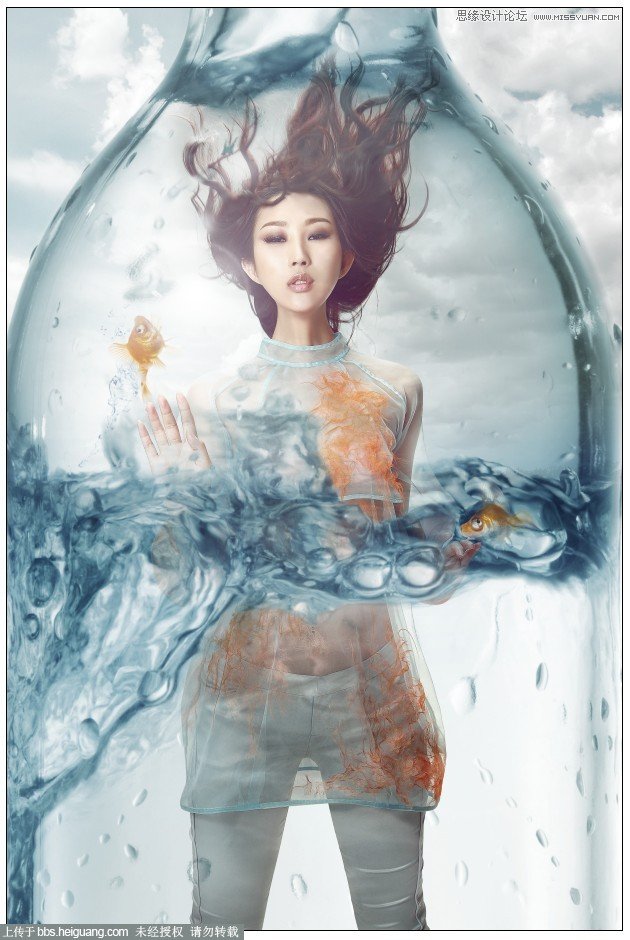 Photoshop合成玻璃瓶中的后期人像处理教程