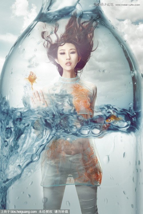 Photoshop合成玻璃瓶中的后期人像处理教程