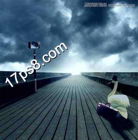 Photoshop创意合成出门旅行的天鹅先生