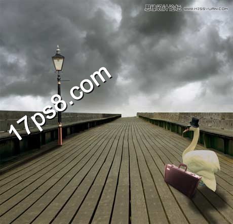 Photoshop创意合成出门旅行的天鹅先生