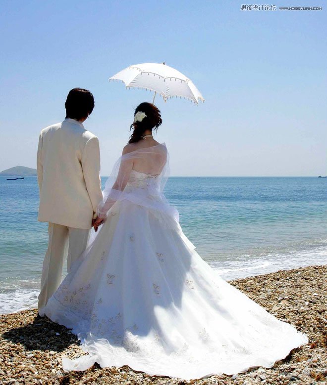 Photoshop合成木栈道婚纱外景图教程