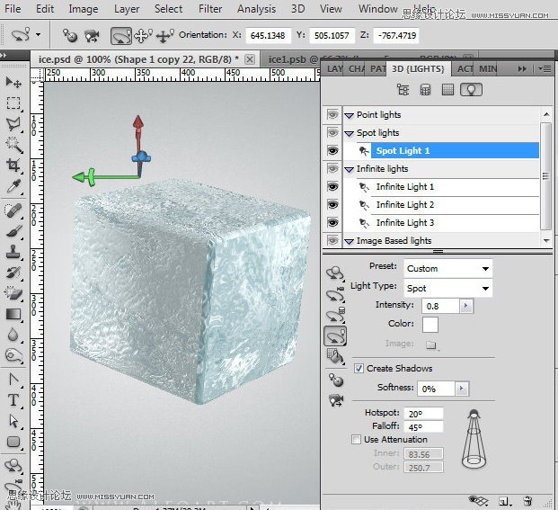 Photoshop使用3D功能制作逼真的冰冻樱桃效果