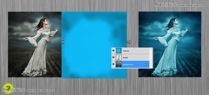 Photoshop合成手拿剑的女巫师施展巫术场景