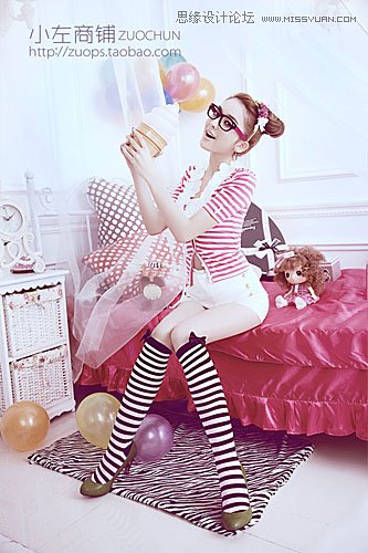 Photoshop调出室内可爱美女唯美冷色调
