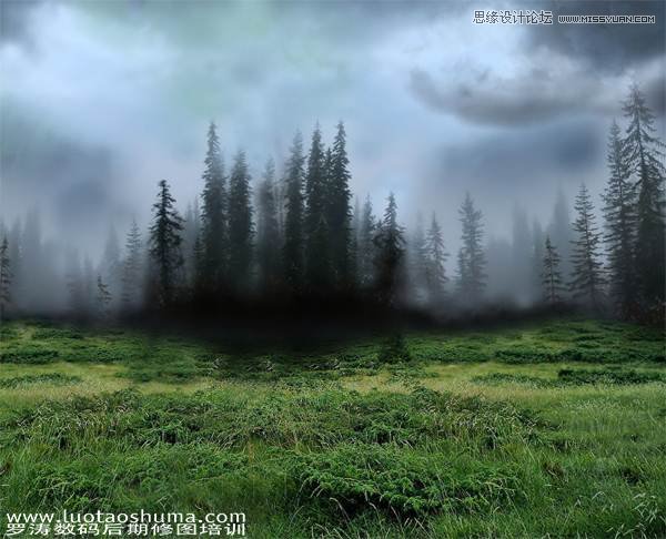 Photoshop合成梦幻幽暗丛林精灵女孩场景